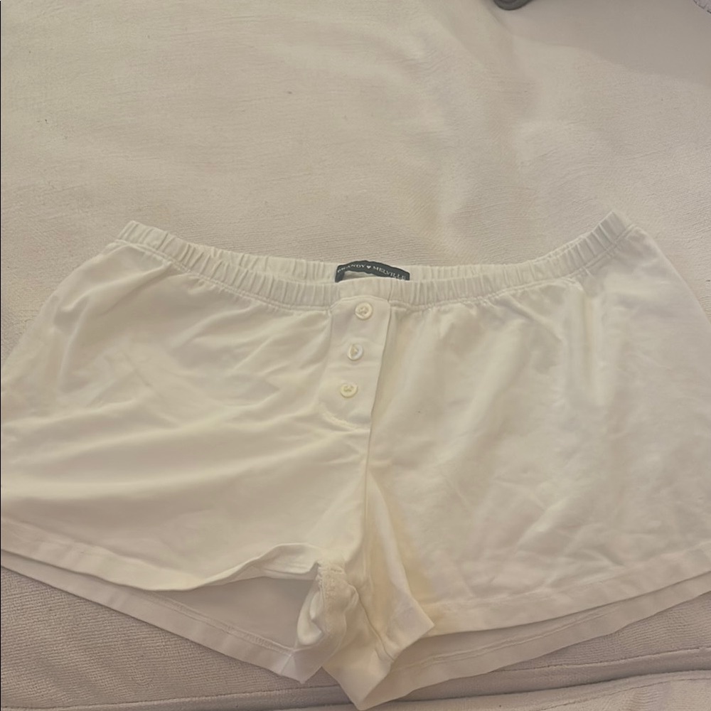 Brandy Melville White Pajama Set Minimalist Satin Sleepwear